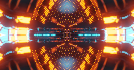 Poster - Abstract technology background, led and flickering particles. Animation of electric circuit signal with light glow and Bokeh. Futuristic concept. 3D render