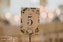 Wedding Reception Table Number Five Place Card