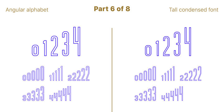Condensed outlined sans serif font Angular, Vector