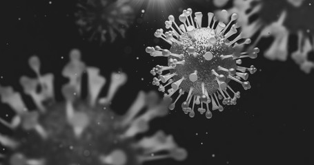 Wall Mural - influenza flu virus. the composition of the virus-like appearance under the microscope. 3d render.