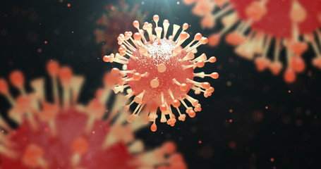 Wall Mural - influenza flu virus. the composition of the virus-like appearance under the microscope. 3d render.
