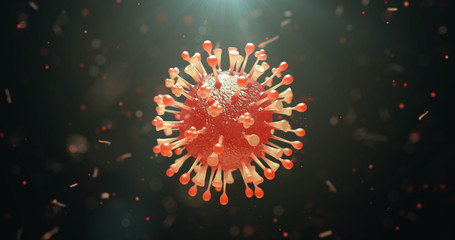 Wall Mural - influenza flu virus. the composition of the virus-like appearance under the microscope. 3d render.
