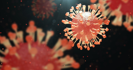 Wall Mural - Influenza flu virus. The composition of the virus-like appearance under the microscope. 3d render.