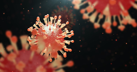 Wall Mural - influenza flu virus. the composition of the virus-like appearance under the microscope. 3d render.