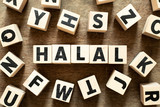 Fototapeta  - Letter block in word halal with another block on wood background