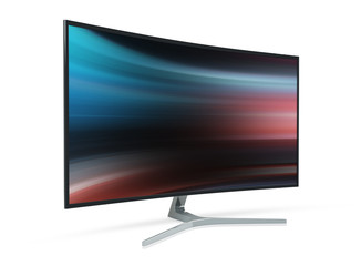 Wall Mural - side view of curved monitor computer 3d rendering