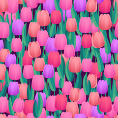 Poster - Spring fresh tulips seamless background. Vector abstract background
