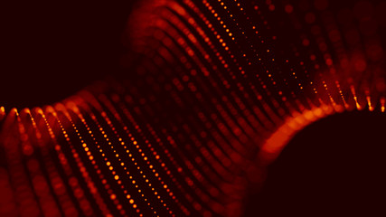 Aufkleber - Wave of red particles. Abstract fire background with a dynamic wave. 3d rendering.