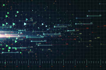 Poster - Digital grid background with arrows