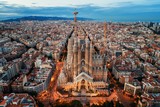 Fototapeta  - Sagrada Familia aerial view