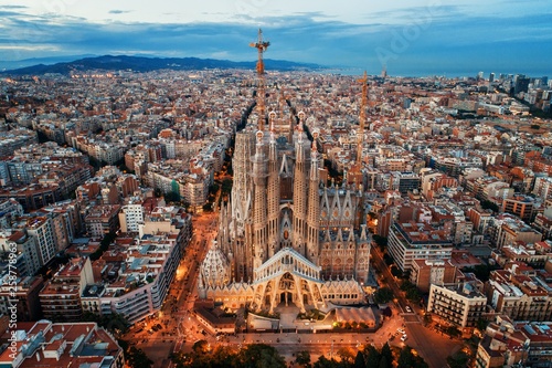 Sagrada Familia aerial view Canvas Print