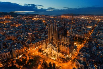 Fototapete - Sagrada Familia aerial view