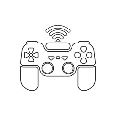 Fototapete - Vector illustration of the outline gamepad with wi-fi. black and white.