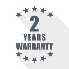 two years warranty text web icon, flat design vector illustration