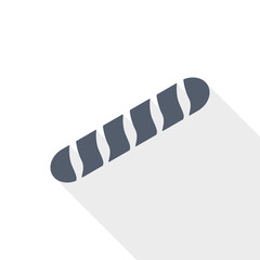 Poster - long french baguette web icon, flat design vector illustration