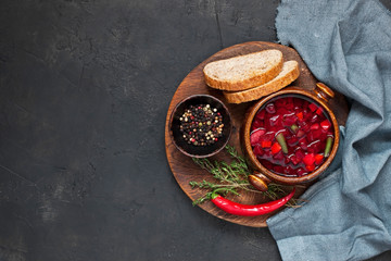 Wall Mural - Vegetable soup with beetroot and cabbage