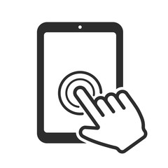 Wall Mural - hand touch tablet pc. click on the tablet. vector