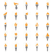 Torch icons set fire on white background for graphic and web design. Simple vector sign. Internet concept symbol for website button or mobile app.