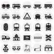 Railroad related icons set on circles background for graphic and web design. Simple vector sign. Internet concept symbol for website button or mobile app.