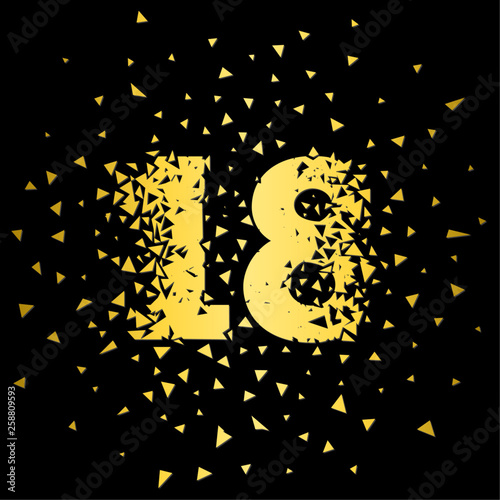 Broken numbers 18. Explosion effects. Vector and illustration. Tableau sur Toile