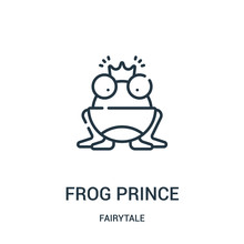 Frog Prince Icon Vector From Fairytale Collection. Thin Line Frog Prince Outline Icon Vector Illustration.