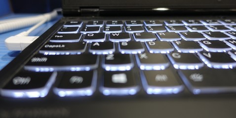 Poster - computer keyboard with alarm socket plugged in usb port