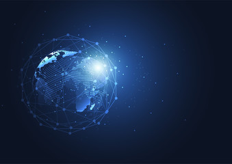 Global network connection. World map point and line composition concept of global business. Vector Illustration