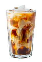 Glass Of Cold Coffee On White Background.