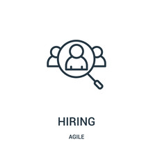 hiring icon vector from agile collection. Thin line hiring outline icon vector illustration.