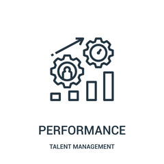 performance icon vector from talent management collection. Thin line performance outline icon vector illustration.