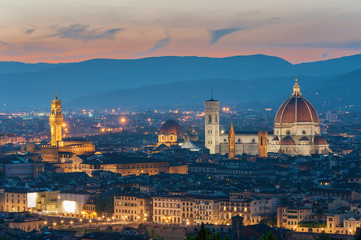 Fototapete - Skyline of Historical city Florence, Tuscany, Italy under sunset