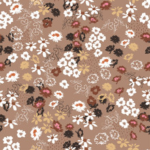 Vintage Seamless Pattern In Colorful Small Pretty Flowers. Liberty Style Blooming Meadow Florals Design For Fashion , Fabric , Wallpaper , Web And All Prints