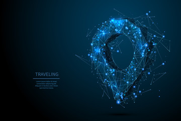 Poster - pin disease low poly blue