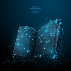 open book low poly blue