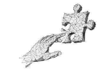 Fototapete - puzzle and touch low poly