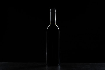 wine bottle  in a black background