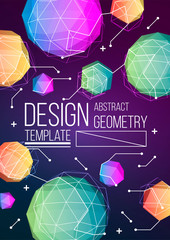 Wall Mural - Minimal geometric background with low poly elements. Simple shapes with trendy gradients.