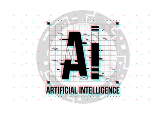 Poster - ai. conceptual layout with hud elements for print and web. lettering with futuristic user interface 