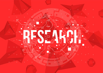 Fototapete - Research. Conceptual Layout with HUD elements for print and web. Lettering with futuristic user interface elements.