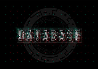 Fototapete - Database Conceptual Layout with HUD elements for print and web. Lettering with futuristic user interface elements.