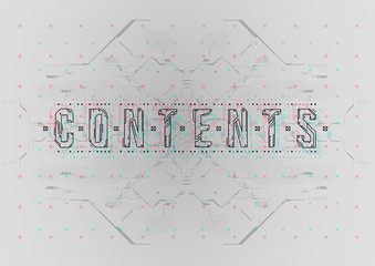 Fototapete - Contents. Conceptual Layout with HUD elements for print and web. Lettering with futuristic user interface elements.