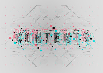 Fototapete - Contents. Conceptual Layout with HUD elements for print and web. Lettering with futuristic user interface elements.