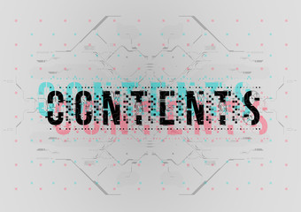 Fototapete - Contents. Conceptual Layout with HUD elements for print and web. Lettering with futuristic user interface elements.