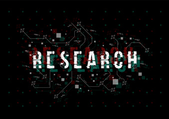 Fototapete - Research. Conceptual Layout with HUD elements for print and web. Lettering with futuristic user interface elements.