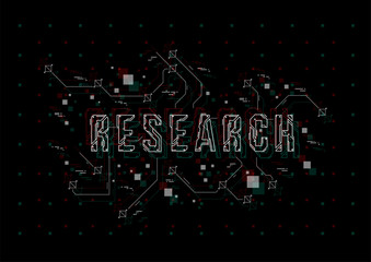Fototapete - Research. Conceptual Layout with HUD elements for print and web. Lettering with futuristic user interface elements.