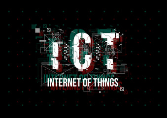 Fototapete - IOT. Conceptual Layout with HUD elements for print and web. Lettering with futuristic user interface elements.