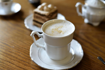 Coffee on set cafe table