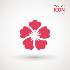  Hibiscus flower, icon. Hibiscus icon isolated on white background. Vector art.