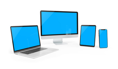 Aufkleber - Modern devices isolated on white background 3D rendering