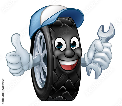 A tyre cartoon car mechanic...